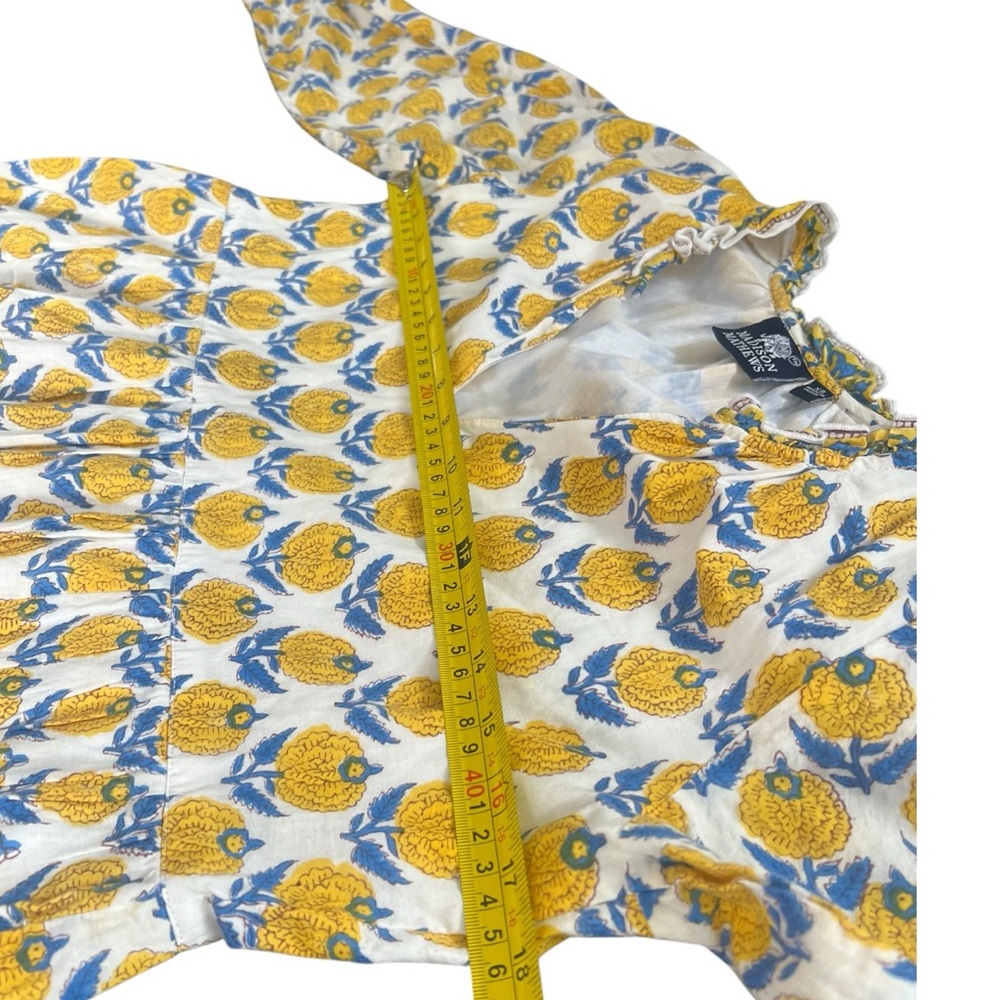 Madison Mathews Ginger Folly Mini Dress Floral Print Blue Yellow Sundress XS - Picture 6 of 9